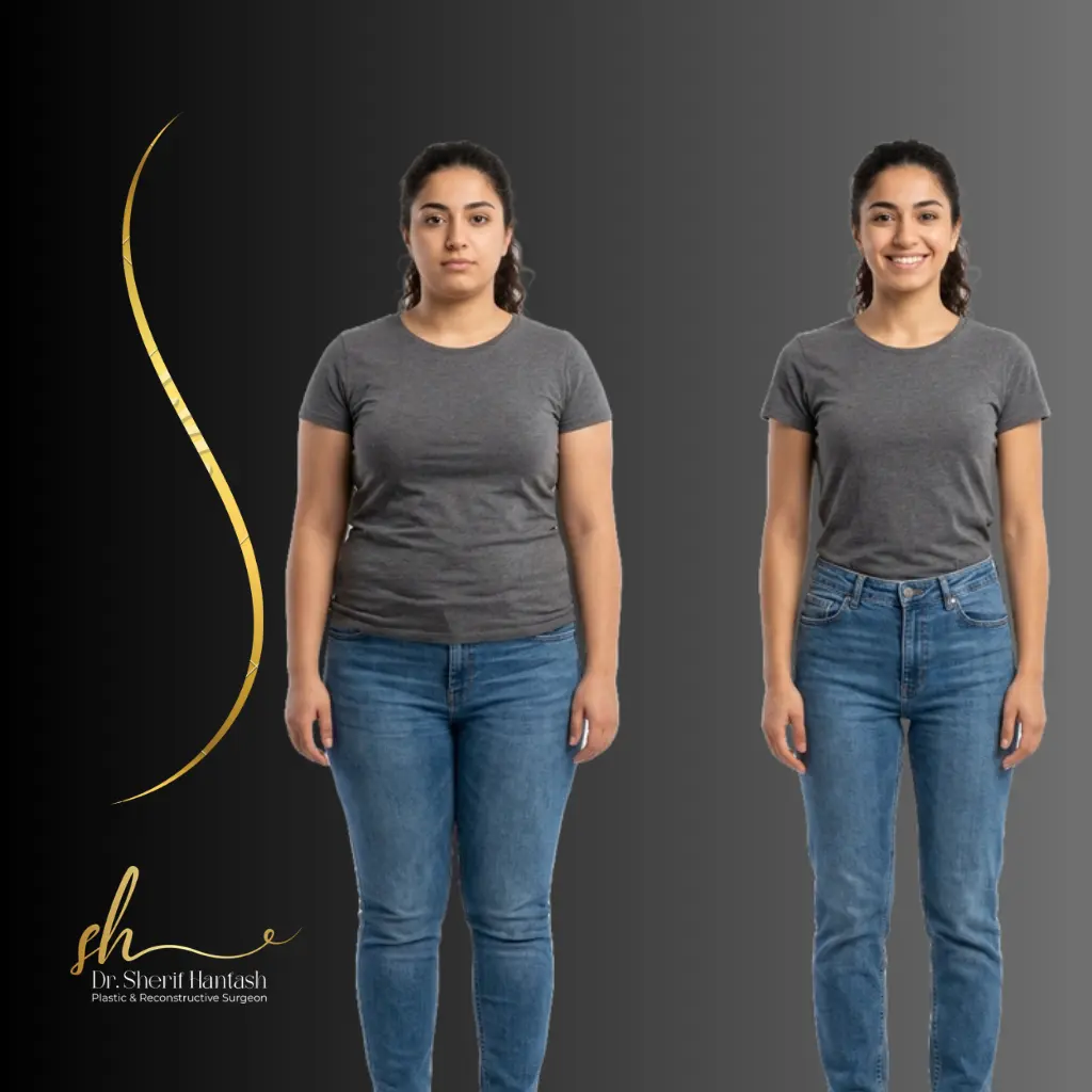 عملية شفط الدهون قبل وبعد